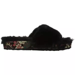 Jessica Simpson Gema Black Gold Red Plush Faux Fur Slipper Size 8 NIB - Picture 1 of 6