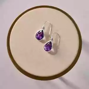 2Ct Pear Cut Simulated Amethyst 14K White Gold Plated Women Drop Dangle Earring - Picture 1 of 3