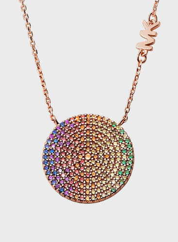 Michael Kors Collana Ciondolo Pavé Oro Rosa 14K Argento Sterling