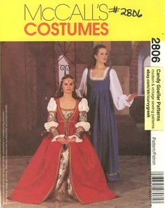McCall's 2806 Renaissance Gown, Overgown, Headcover & Hat Sz 8-12 UNCUT Pattern - Picture 1 of 5