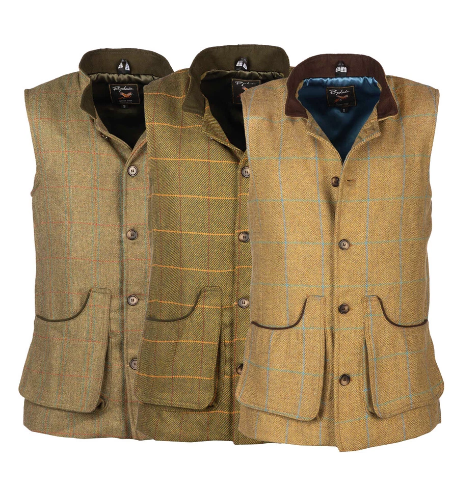 Men's Tweed Gilets Shooting Hunting Country Men Waistcoat British Rydale - Image 1 of 1