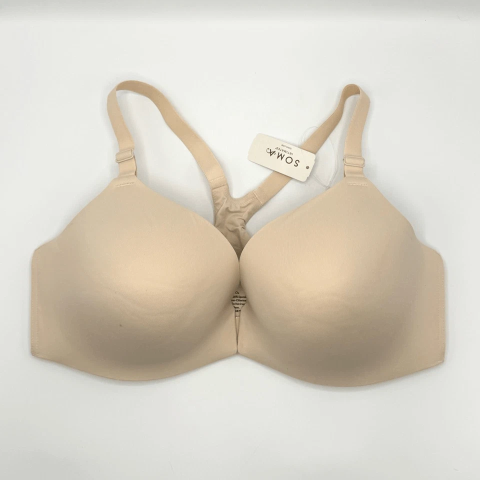 Sujetador Soma Intimates Enbliss Cierre Frontal Espalda Corredora en Arena Pálida Nuevo con Etiquetas - Para Mujer EE. UU. 4 Foto 1 de 4
