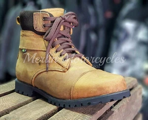DUCHINNI SHERWOOD WATERPROOF MOTORCYCLE MOTORBIKE URBAN BOOTS - BROWN - Picture 1 of 16