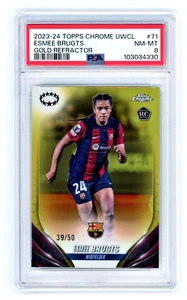 Esmee Brugts 2023-24 Topps cromo UWCL #71/50 PSA 8 casi nuevo/como nuevo refractor de oro radiocontrol - Imagen 1 de 7