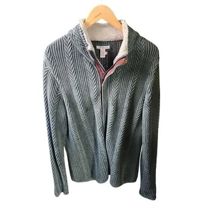 Cardigan maglione uomo medio Carbon2Cobalto grigio maglia cavo orlo sherpa zip intera - Foto 1 di 6
