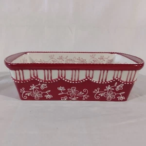 Old World Floral Lace Temptations Red 1.5 QT. Loaf Pan - Picture 1 of 5