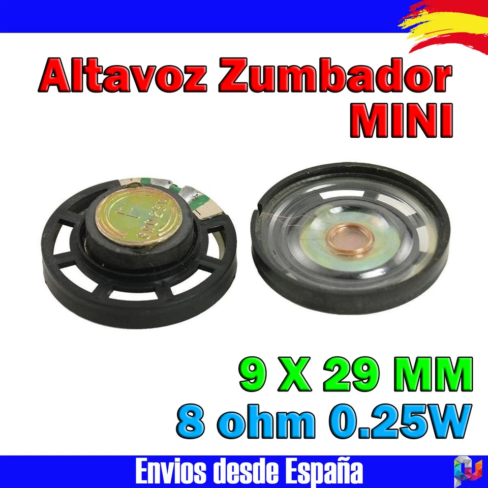 Altavoz Zumbador Mini 8 ohm 0.25 w 9 X 29 mm Electronica Arduino Raspberry Robot - Imagen 1 de 1