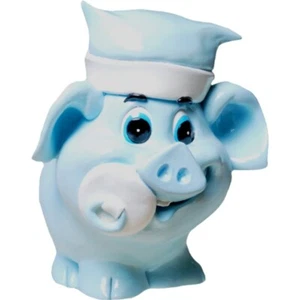 Sparschwein "Babyschwein mit Schnuller und Schlafmütze", blau mit Pfropfen - Picture 1 of 8