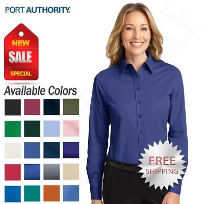 Port Authority Womens Long Sleeve Button Down Easy Care Dress Shirt L608 - Image 1 of 3