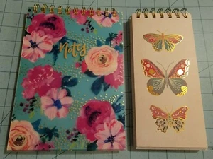 Mixed Brands: Notepad Set 6x8.5in Floral & 4x8in Butterflies, Pre-Own, Free Ship - Picture 1 of 10