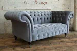 Chesterfield Big Textil Design Wohnzimmer Couch Sofa Polster 2 Sitz Leder #124 - Bild 1 von 12