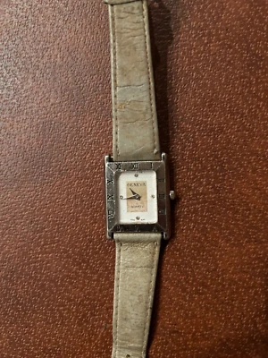 Reloj de Cuarzo Geneva Vintage Cuero Genuino Correa Gris Foto 1 de 3