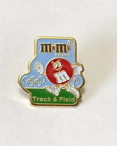 Vintage M&M Brand Barcelona Olympic Games Track & Field Enamel Pin Red Running - Picture 1 of 5