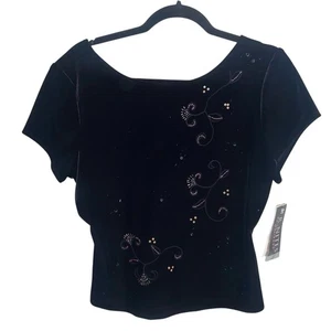JR Nites Caliendo Top Womens Large Whimsigoth Velvet Beaded Holiday Party New - Picture 1 of 14