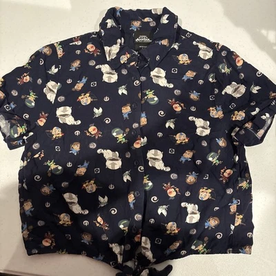 Camisa Nickelodeon Avatar the Last Airbender Collard Talla MD Tie Bottom Azul Oscuro Foto 1 de 4