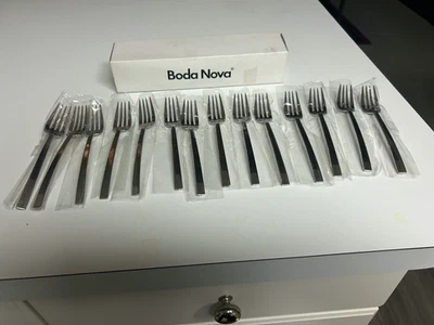 SET 14 BODA NOVA 6 1/4" STAINLESS FORKS Flatware NEW MINT UNUSED SEALED IN BOX - Image 1 of 4
