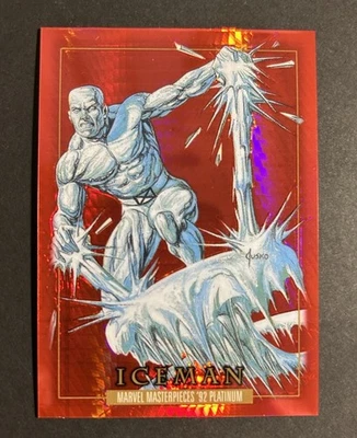 2024 Upper Deck Marvel Masterpieces '92 Platinum Red Prism /492 Iceman - Image 1 of 4