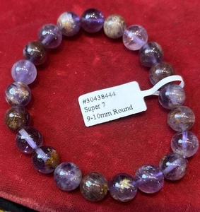 9-10 mm round Super 7 Stretch bracelet - Picture 1 of 1