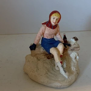 Coca-Cola Town Square Skaters Pause Christmas Village Ice Skater Figurine - Picture 1 of 8