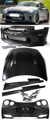 Fits 09-24 Nissan GTR R35 Front Rear Bumper w/ Hood Headlights & Side Skirt Foto 1 de 4