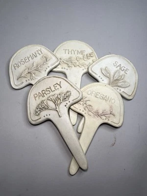Vintage Herb Garden Markers 7.5"  Oregano Sage Thyme Rosemary Parsley 5 Lot - Image 1 of 4