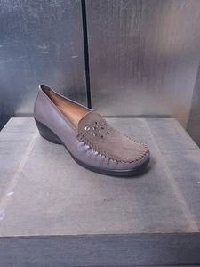 Mocasines JÜRGEN HIRSCH como nuevos talla 37 beige gris zapatillas de cuero 1863 - Imagen 1 de 14