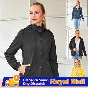 Waterproof Women Hooded Raincoat Zipper Outdoor Forest Jacket Outwear Tops Coat - Picture 1 of 41