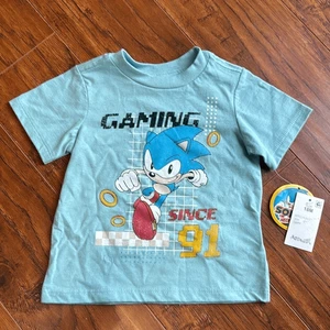 Sonic The Hedgehog Gr. 2T Blau Kurzarm Rundhalsausschnitt T-Shirt Tee Gaming Tee - Bild 1 von 4
