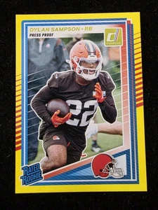 Donruss Football Dylan Sampson 2025 amarillo clasificación inundación novato SP #389 Browns - Imagen 1 de 2