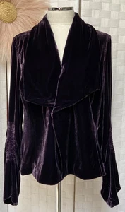 VTG Speigel Silk Blend Purple Liquid Velvet Unlined Blazer Jacket Size 16 FX9 - Picture 1 of 16