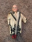 Antique Composition Doll Stuffed Body 12” Tall - Embroidered Coat Leather Boots