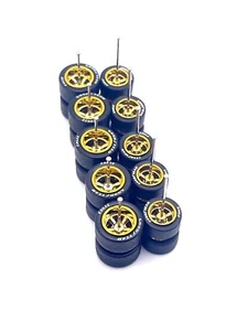 5x Gold Elec Cragar 11/13mm Wheels w/ Lettered Rubber Tires for 1/64 H0T Wheelz - Picture 1 of 2