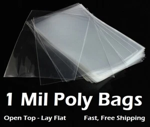 Clear Plastic Bags 100 200 300 500 1000 Flat Open Top Poly Baggies FDA 1Mil - Picture 1 of 2