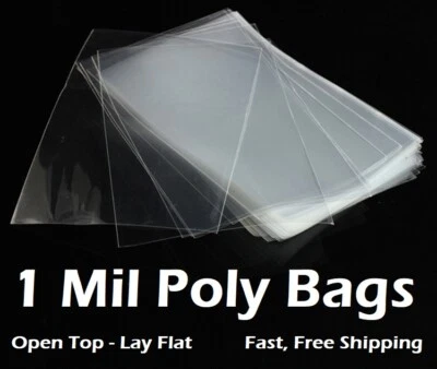 Clear Plastic Bags 100 200 300 500 1000 Flat Open Top Poly Baggies FDA 1Mil - image 1 of 2