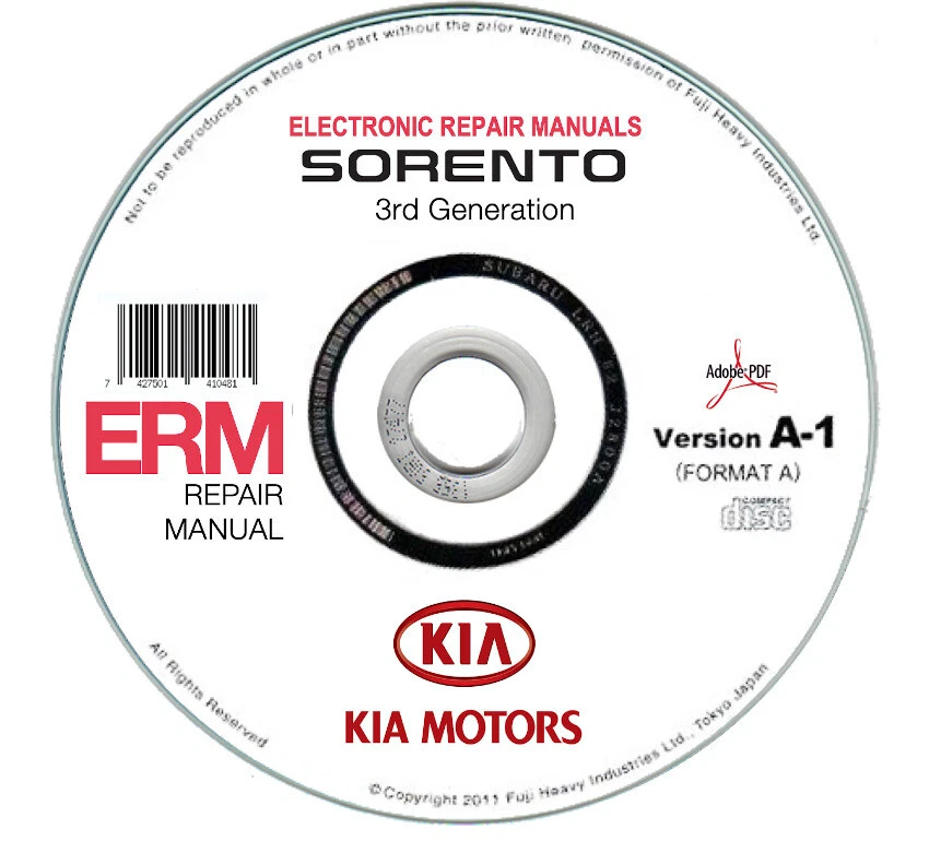 Kia Sorento 2015-2018 (UM)  manuale officina workshop manual on cd - Immagine 1 di 4