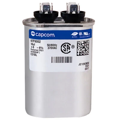 CAPCOM GE Genteq Replacement 10 uf 370 VAC Oval Capacitor Z97F9002 97F9002 97F9002BX