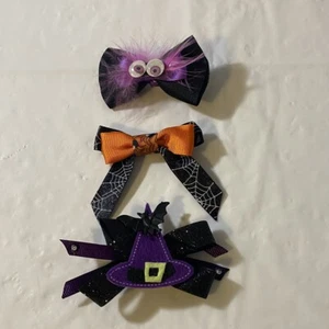 Halloween Hair Bows 3 Pack Of Handmade Hairbows  - Picture 1 of 3