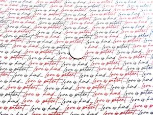 MODA FABRICS#55571 21 "FLIRT" WORDS OF LOVE ON A WHITE BACKGROUND BTY - Picture 1 of 1