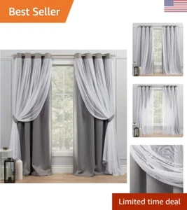 Layered Solid Room Darkening Blackout and Sheer Curtain Panels - 52"x84" - So... - Picture 1 of 11