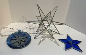 Moravian Stars (set of 3) 7"inch- 12 Point, 5 point flat, hand blown puff- MINT - Picture 1 of 14