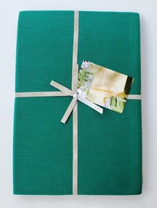 Libeco Belgium Linen Blend Tablecloth Emerald Green 108” x 69” – NEW - Picture 1 of 3
