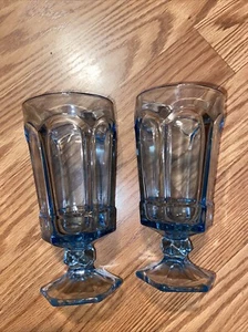 Vintage Blue Virginia Fostoria, Footed  Water / Tea Goblets, Count of 2. EUC - Picture 1 of 2