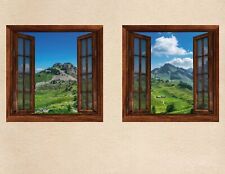 Wandbild Berge Fototapete 2x Fensterblick Schweiz Alpen Wandern FE5005
