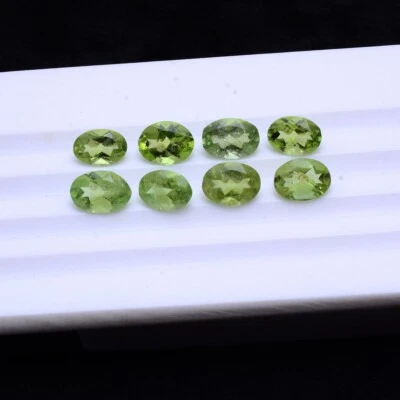 8 Stück Peridot Natürlich Unbehandelt 8mm-9mm Oval Schliff Funkelnde Lose - Bild 1 von 4
