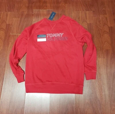 Tommy Hilfiger 睡衣长袖红色棉针织睡衣上衣全新带标签 - 中号 — 第 1/4 张图片