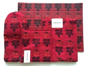 Marimekko VIHKIRUUSU Cocina Roja Juego de 6 Artículos Delantal, Tela de Té, Mitón, etc... - Imagen 1 de 10