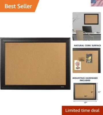 11” x 17” Durable Cork Bulletin Board with Mounting Options - Black Frame Design - Image 1 of 4