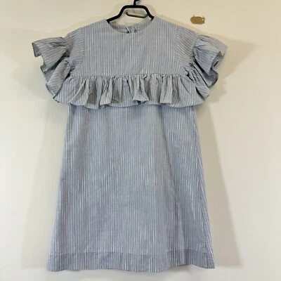 Bella Bliss Girls Striped Ruffle Dress Size 10 Short Bell Sleeves Lined - Image 1 of 4