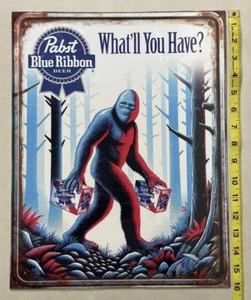 Pabst Blue Ribbon PBR Tin Sign Aluminum Bigfoot Garage Bar Man Cave 16 X 12.5 - Picture 1 of 5