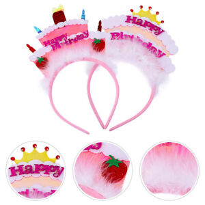  2 Pcs Birthday Headband Fabric Child Party Hair Hoops Accessories